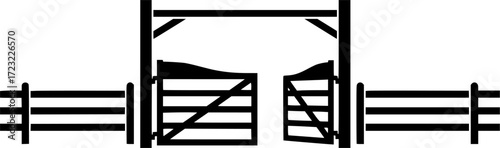 Ranch gate silhouette, Farm fence silhouette, Ranch gate, Ranch gate illustration