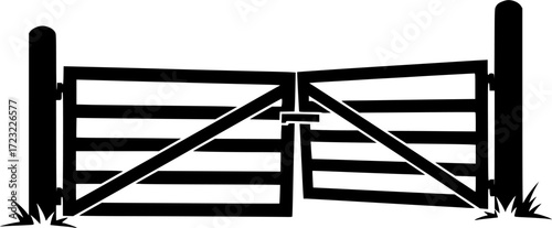 Ranch gate silhouette, Farm fence silhouette, Ranch gate, Ranch gate illustration
