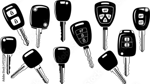 Car Key Silhouettes, Car Keys , Vehicle Keys , Vehicle Keys Silhouette