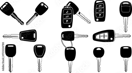 Car Key Silhouettes, Car Keys , Vehicle Keys , Vehicle Keys Silhouette