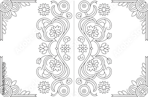 Ornamental Door Panel Floral Vector, CNC Wood Carving Design EPS, Decorative Botanical Architectural Pattern