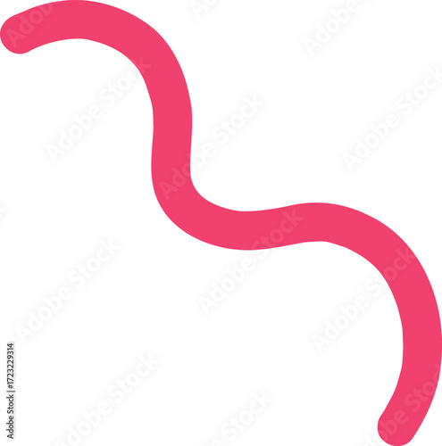 A singular thick pink wavy line on a white background