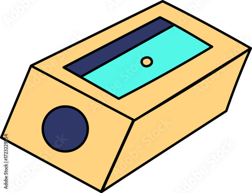 A simple drawing of a manual pencil sharpener