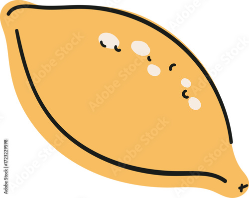 A simple yellow lemon illustration with black outlines