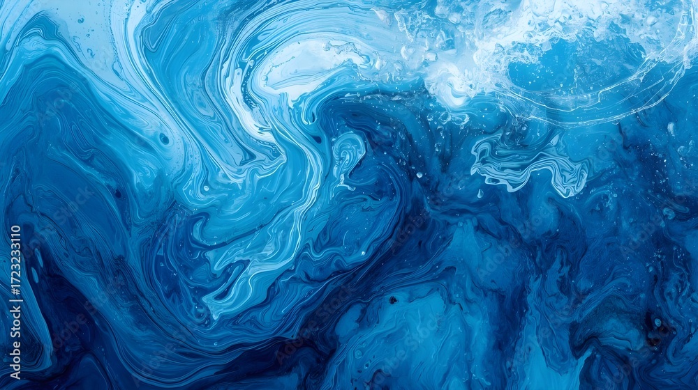 Naklejka premium Abstract swirling blue and white fluid art texture background