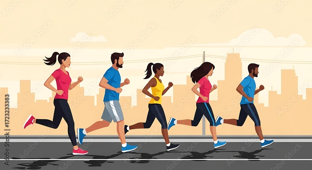 Fototapeta premium People Jogging Together.