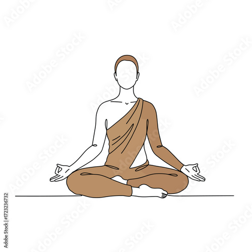 Zen Meditation Serene Monk in Lotus Position for Mindfulness and Inner Peace