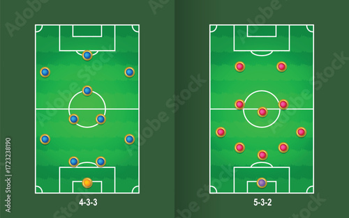 Football team formation. tactical board football. soccer tactical formation. 11 football player lineup