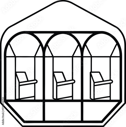 minimalist coworking library pods line art 2 illustration on transparent