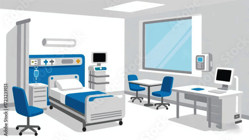 Modern Geometric Room Hospital Illustrator Artwork Banner Background Design Template 