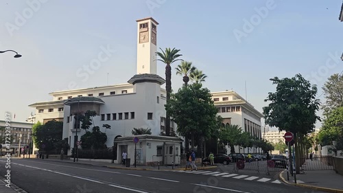 Casablanca, Morocco - 17 September 2025 - Casablanca s city hall (clock tower) in Mohammed V Square in the heart of Casablanca.
