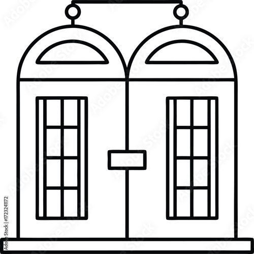 minimalist coworking phone booths line art illustration on transparent