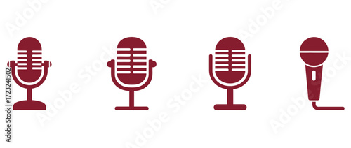 WebPodcast recording studio icons for audio production needs, perfect for broadcasting, journalism, and voice overs, use these clean microphone symbols for engaging content creation today