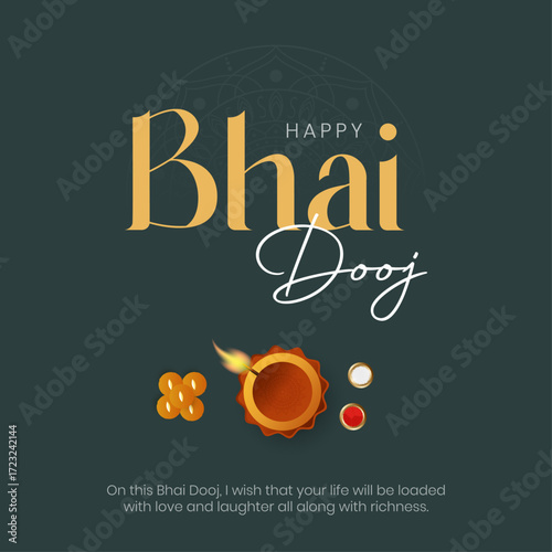 Indian Bhai Dooj Festival Greeting Card and Social media Post Design. Bhaiya Dooj Celebration with Text Vector Illustration