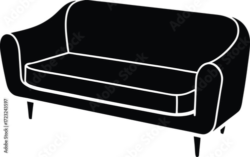 minimalist coworking sofa lounge line art illustration on transparent