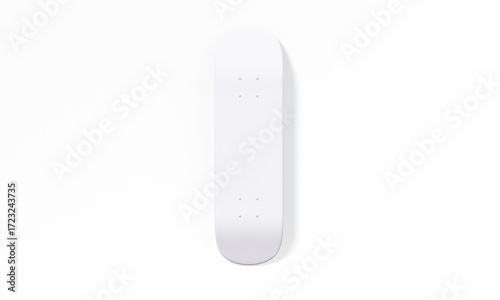 Blank white skateboard deck mockup front