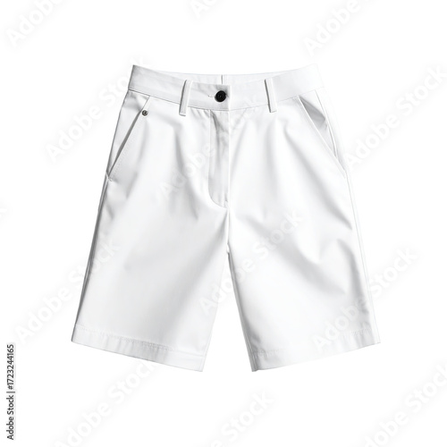 White shorts, front view, flat lay