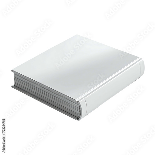 A pristine, blank, white hardcover book, slightly angled, showcasing a clean, minimalist design with subtly visible page edges