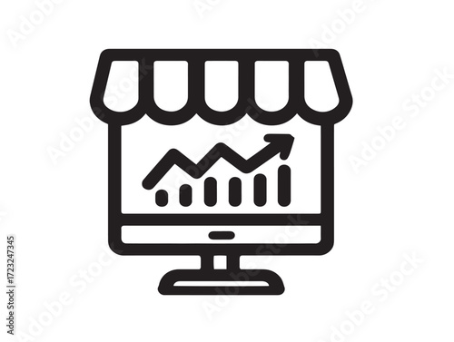 Creative online marketing icon in clean vector line drawing