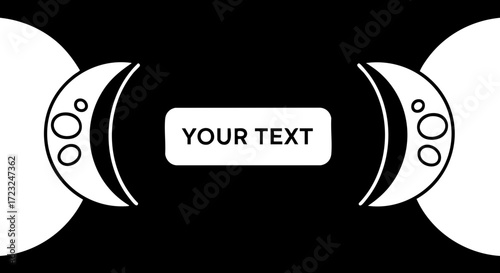 Unique lunar eclipse inspired vector frame ready for your text or logo, space themed design element for modern branding and creative projects, astronomical