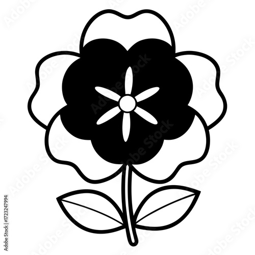  nemesia strumosa danish line art silhouette vector on white background
