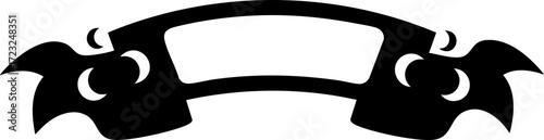Bold black banner emblem with decorative flourishes and empty space for custom text or logos, perfect for awards and declarations