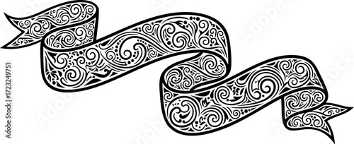 Elegant ornate ribbon banner design for festive celebrations announcements and decorative elements