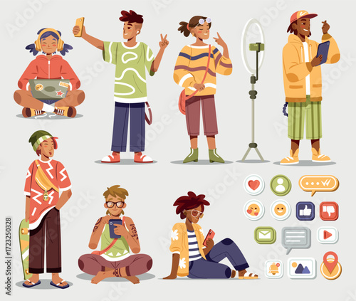 Flat Design Illustrations of Gen Z Lifestyle Element Collection
