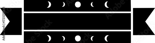 Mystical moon phases adorn a decorative ribbon banner, perfect for celestial themes, astrology, and spiritual designs