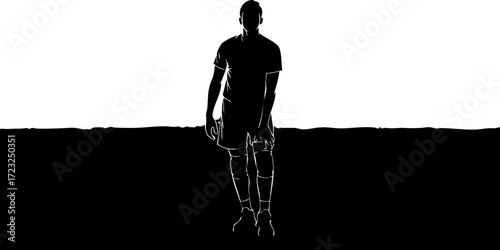Dynamic athlete poised for action, embodying focus and athletic achievement in a bold graphic style