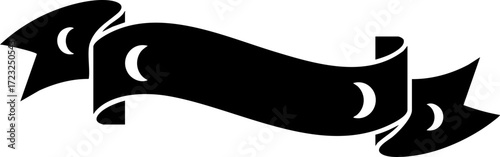 Dynamic black ribbon banner design with elegant curves perfect for adding impactful titles and declarations to your professional projects