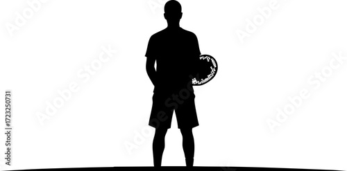 Confident athlete holding soccer ball ready for game day victory, capturing dedication and passion for sport