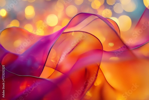 Long, flowing piece of pink fabric with a gold and orange hue. The fabric is draped in a way that creates a sense of movement and flow