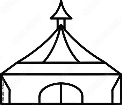 rooftop exhibition pavilion line art illustration on transparent