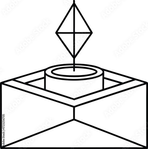 rooftop infinity spa with geometric glass line illustration on transparent