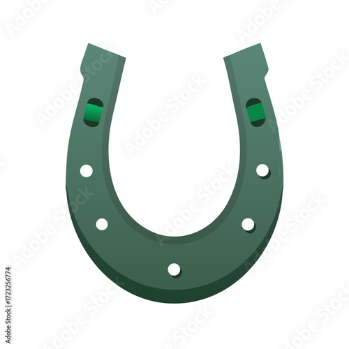 Dark Green Horseshoe for Good Luck Vector Illustration on St. Patrick's Day