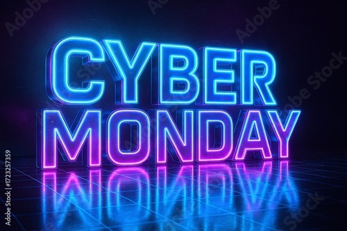 Cyber Monday Flash Sale Glowing Text Banner