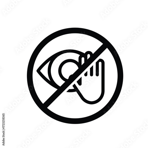do not  touch eye icon. forbidden sign hand touch eye