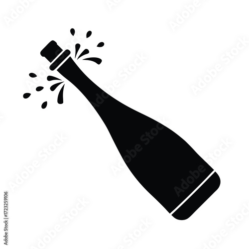 champagne bottle popping silhouette
