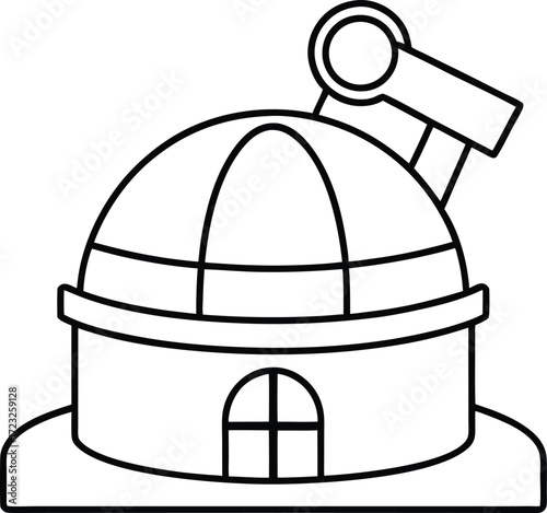 rooftop planetarium with telescope illustration on transparent