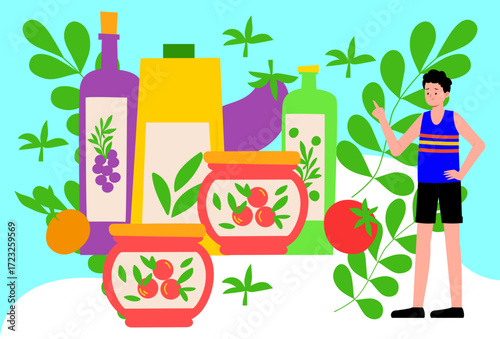 All Vegan Products Concept Illustration Vector Style