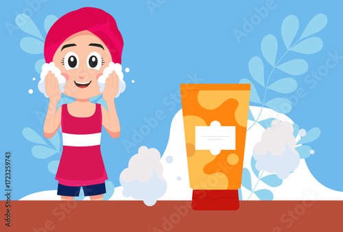 Cleansing Foam Concept Illustration Vector Style