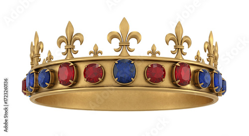 Isolated Golden Crown With Jewels Symbolizing Royalty, Success, Authority, and Leadership