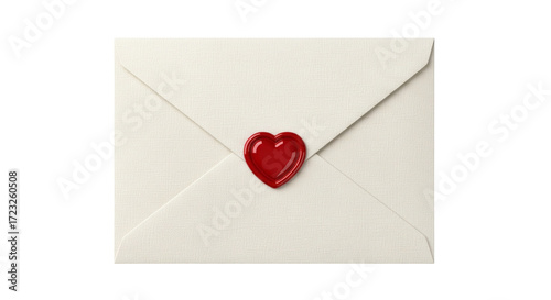 Isolated envelope sealed with a shiny red heart for a special someone, a letter of love