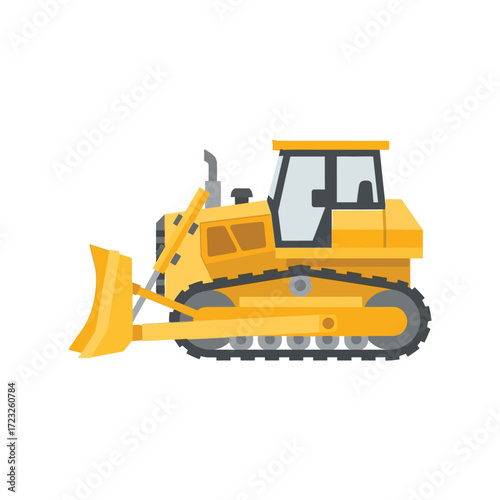 yellow bulldozer isolated on white