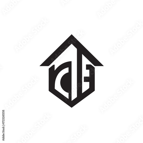 Abstract Geometric House Icon with Stylized Letters for Real Estate or Branding