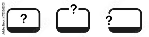Question mark icons inside rounded frames.