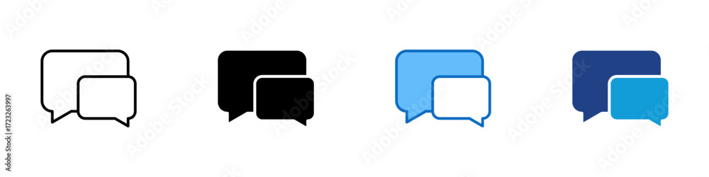 Naklejka premium Chat Bubble Multiple Style Icon Design Vector - Two overlapping speech bubbles representing communication or live chat