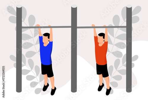 Chin Up Bar Concept Illustration Vector Style