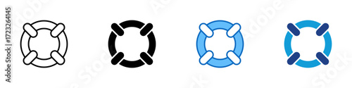 Help Support Multiple Style Icon Design Vector - Lifebuoy symbolizing help, customer support, or emergency assistance
